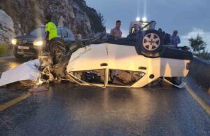 Takla atan otomobil ters döndü: 5 yaralı