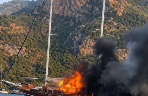 Göcek’te tekne yangını