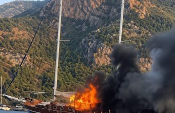 Göcek’te tekne yangını