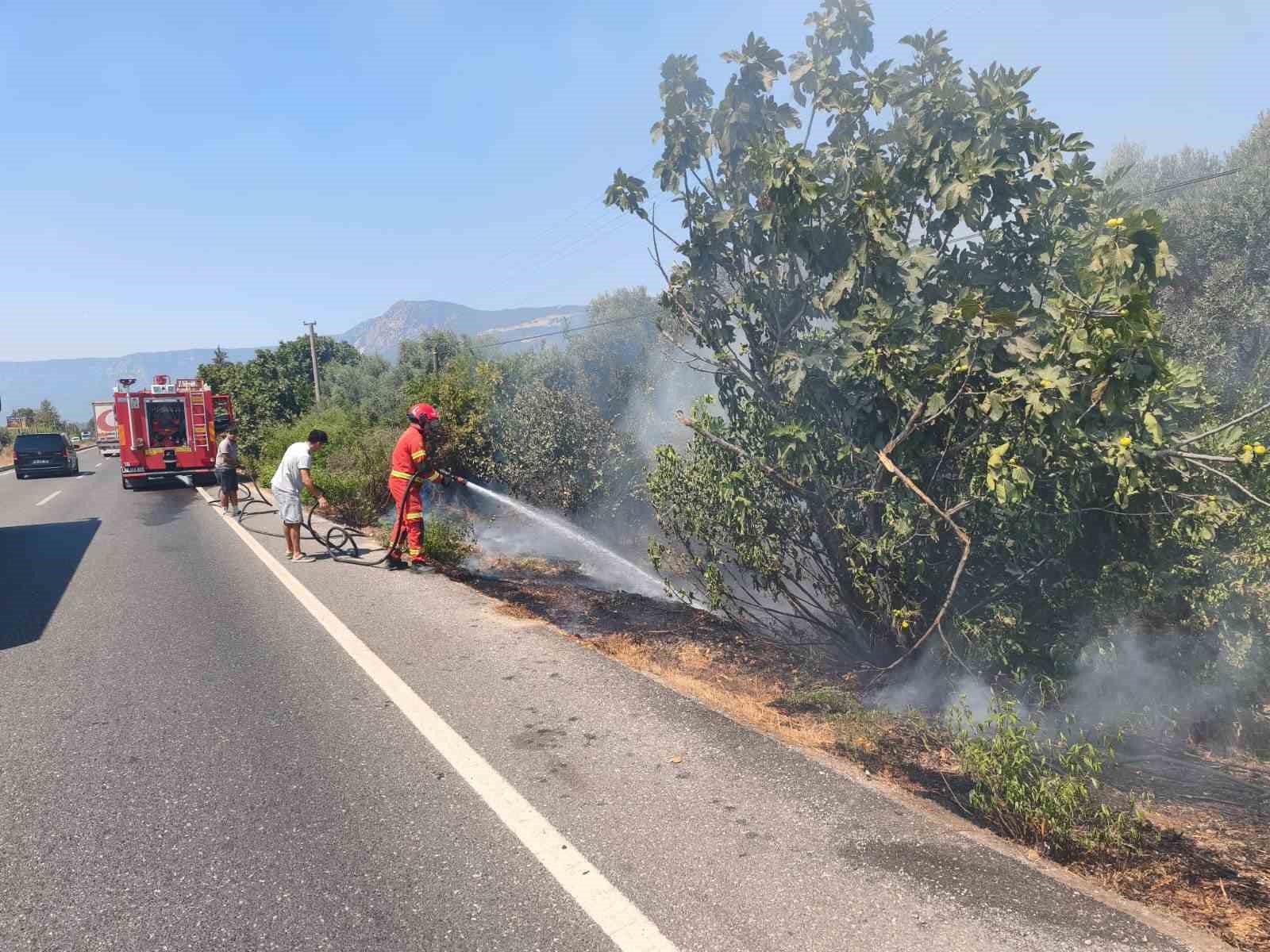 Ula’da yol kenarında başlayan alevler korkuttu